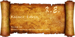 Kaincz Edvin névjegykártya